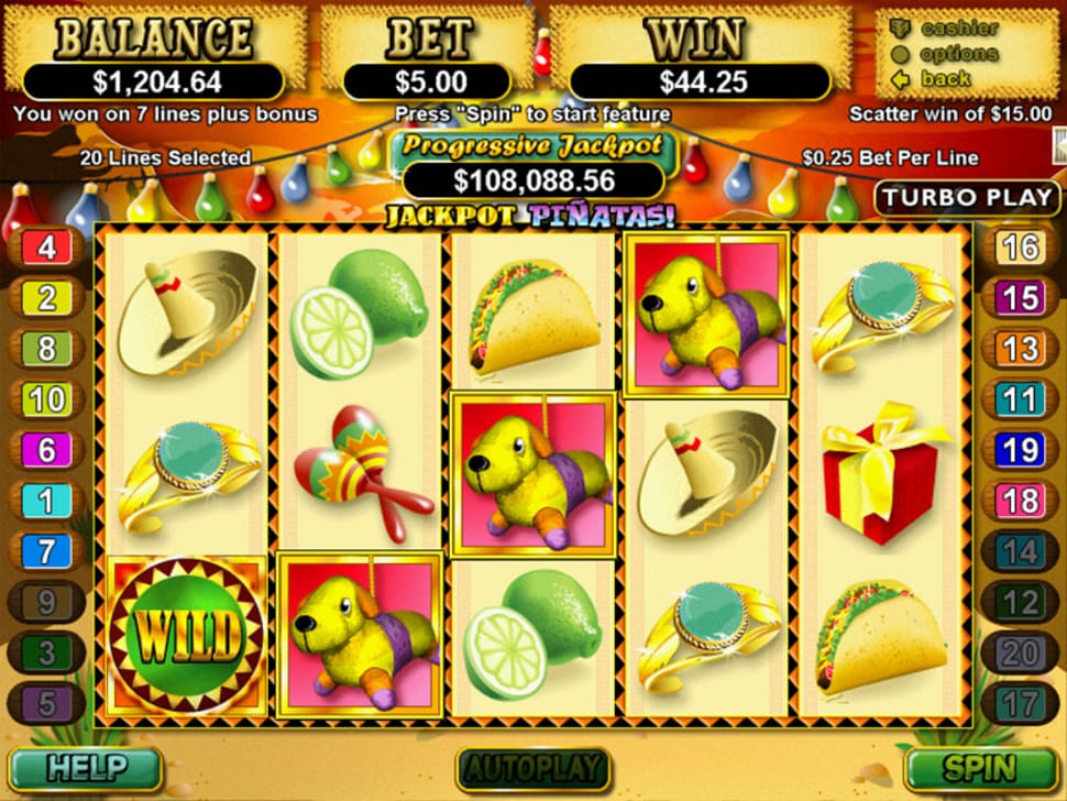 screenshot from the jackpot pinatas slot