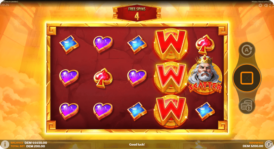 midas hand of fortune bonus game