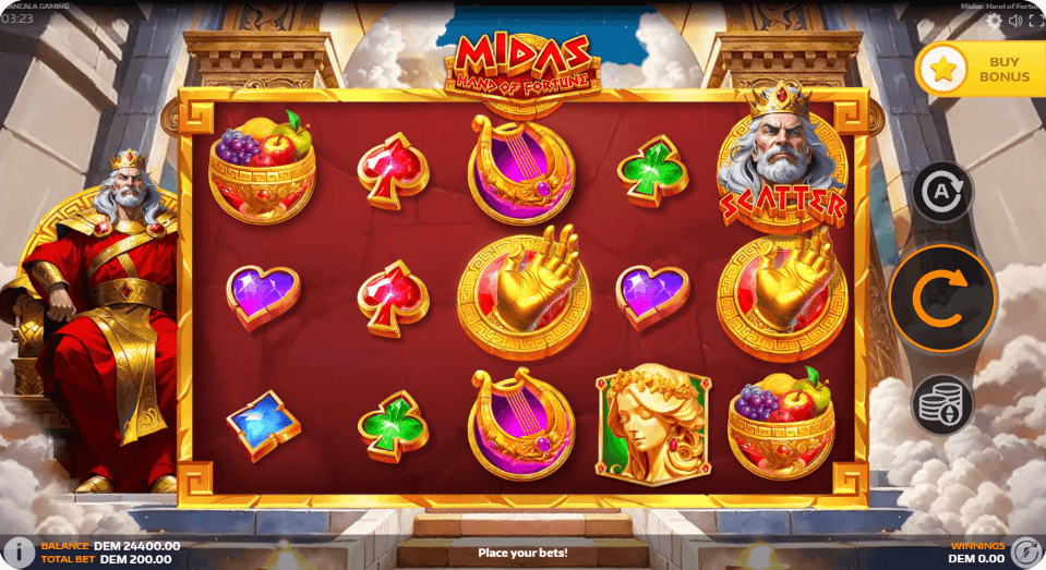 midas hand of fortune tableau
